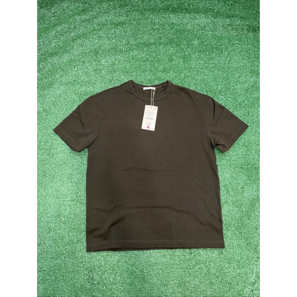 Zara Men's Heavyweight Crewneck‎ T-Shirt Dark Brown Size Medium NWT Cotton Tee